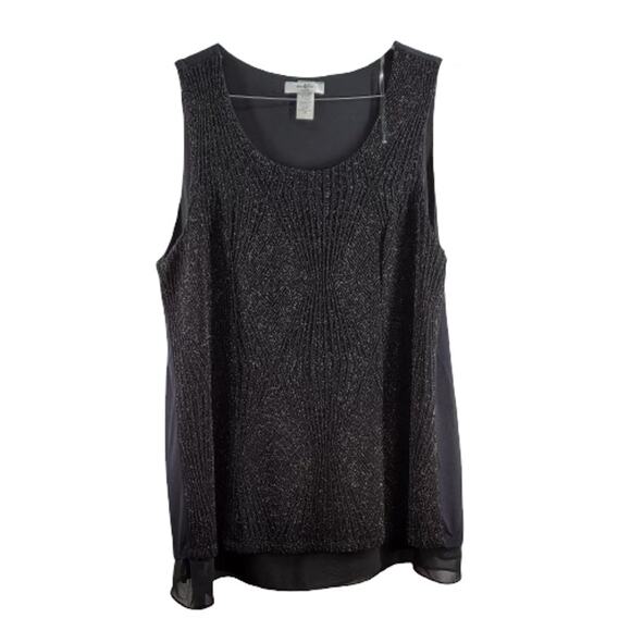Moa Moa Woman Black Embellished Beaded Sleeveless Blouse Women's Size 1X - Picture 1 of 3